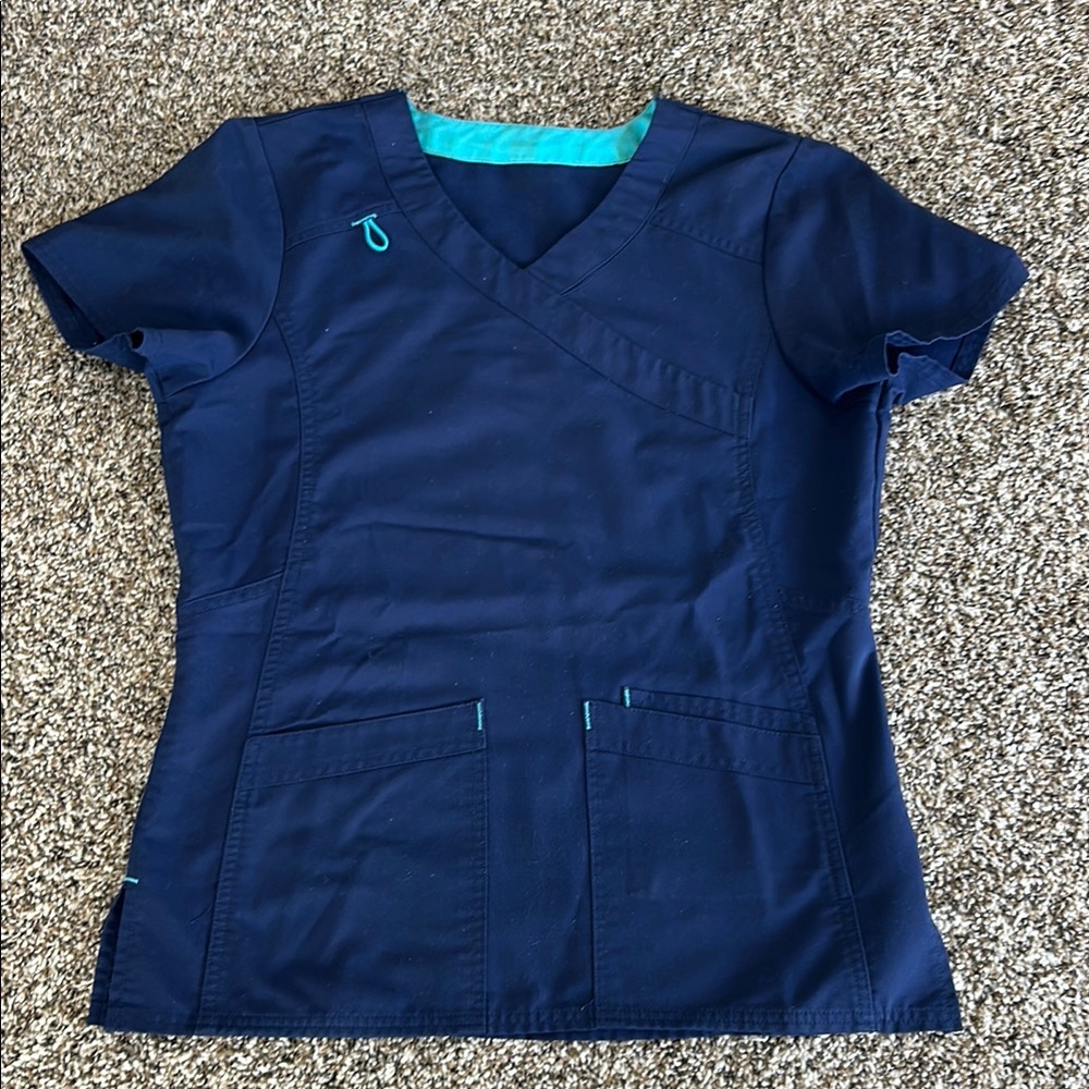 Navy Blue Scrub Top